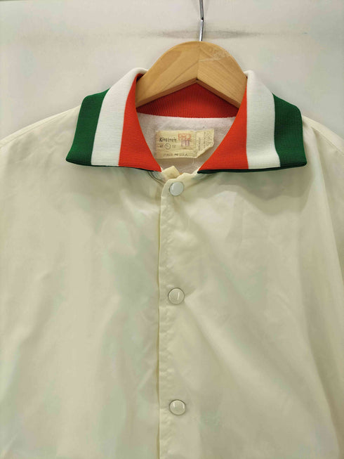 キングルイ King louie 70-80S USA製 プリント 白タグ PROFIT IRISH アイリッシュ アーム ロゴ リブライン ナイロン コーチ ジャケット メンズ import:XL